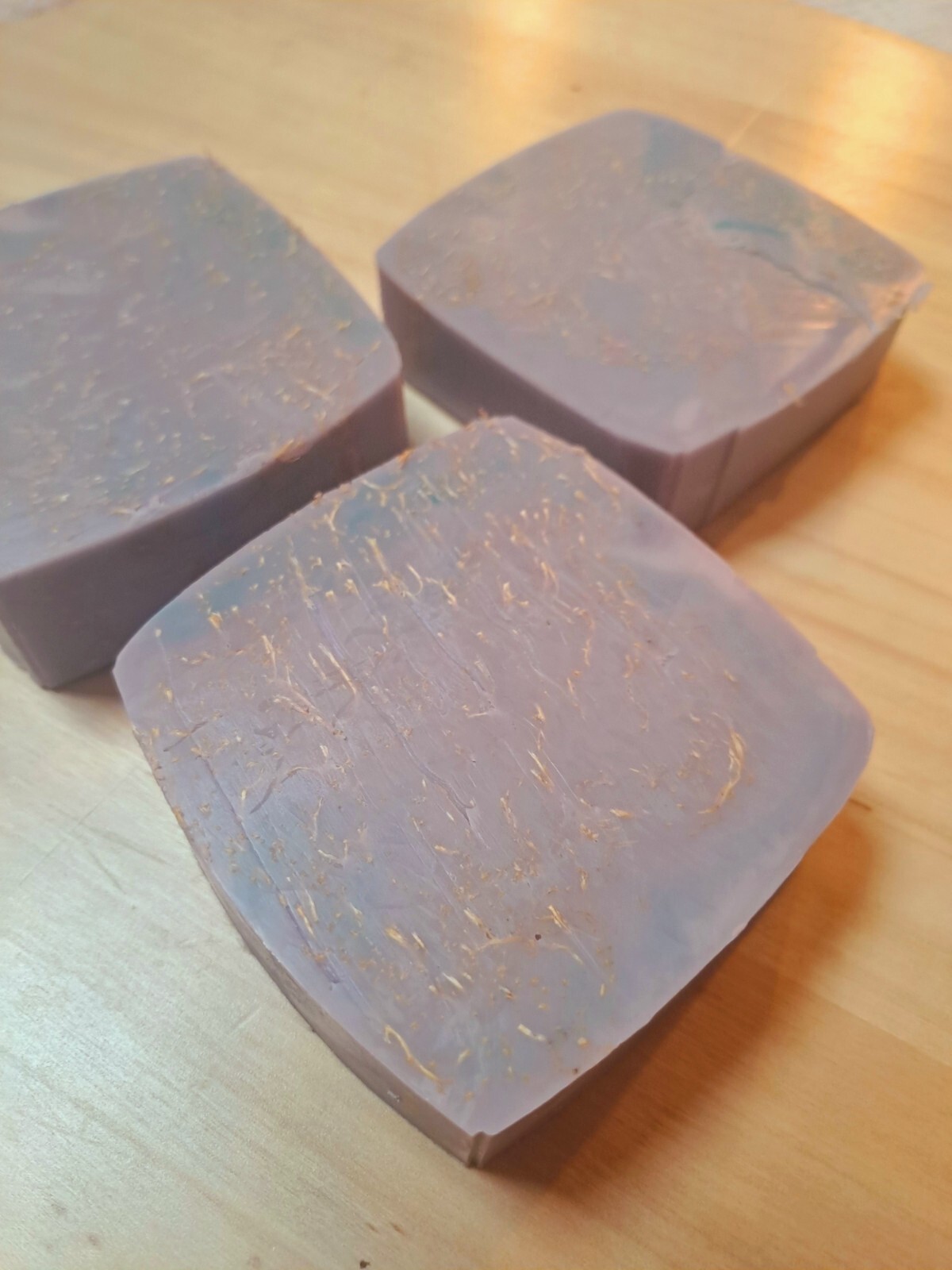 Handmade lavender exfoliating luffa soap