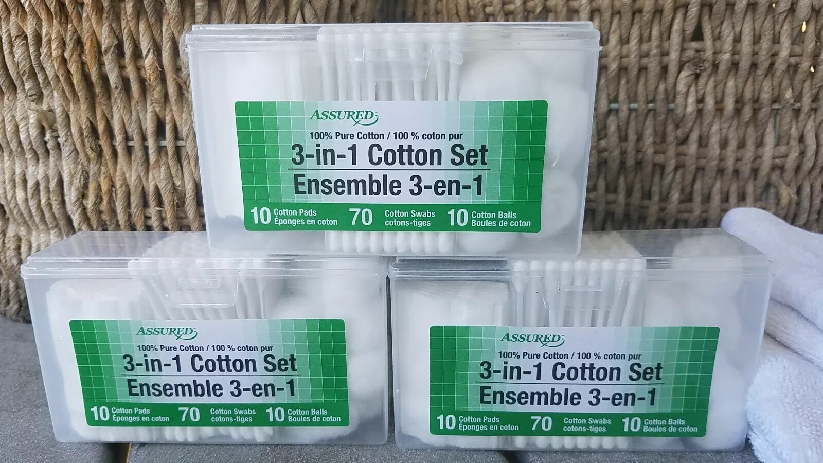 TRAVEL Storage Makeup First Aid qty of “3-in-1 ” Cotton Balls Pads & Swabs