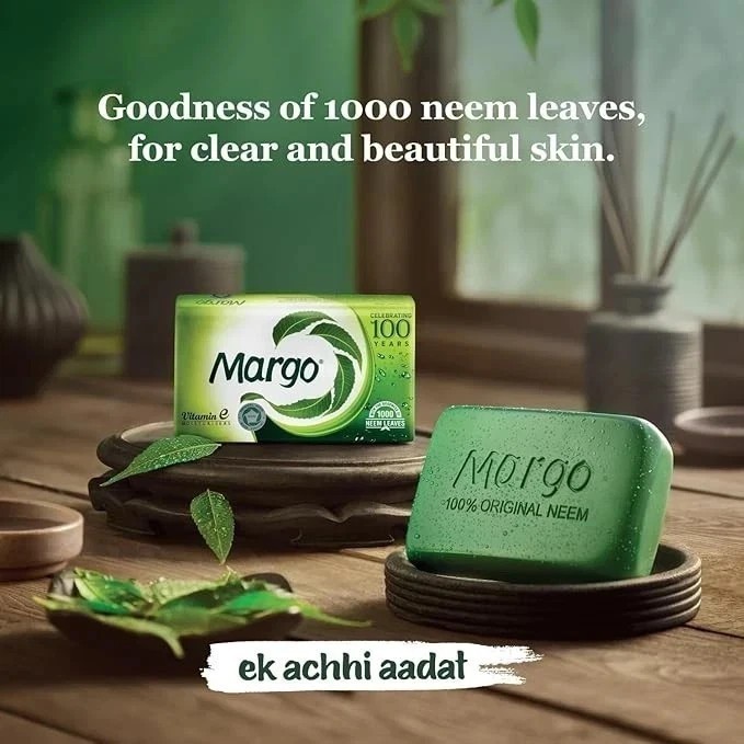 Margo Neem Soap 100g × 5 • Natural Antibacterial Herbal Cleanser + Vit E V837