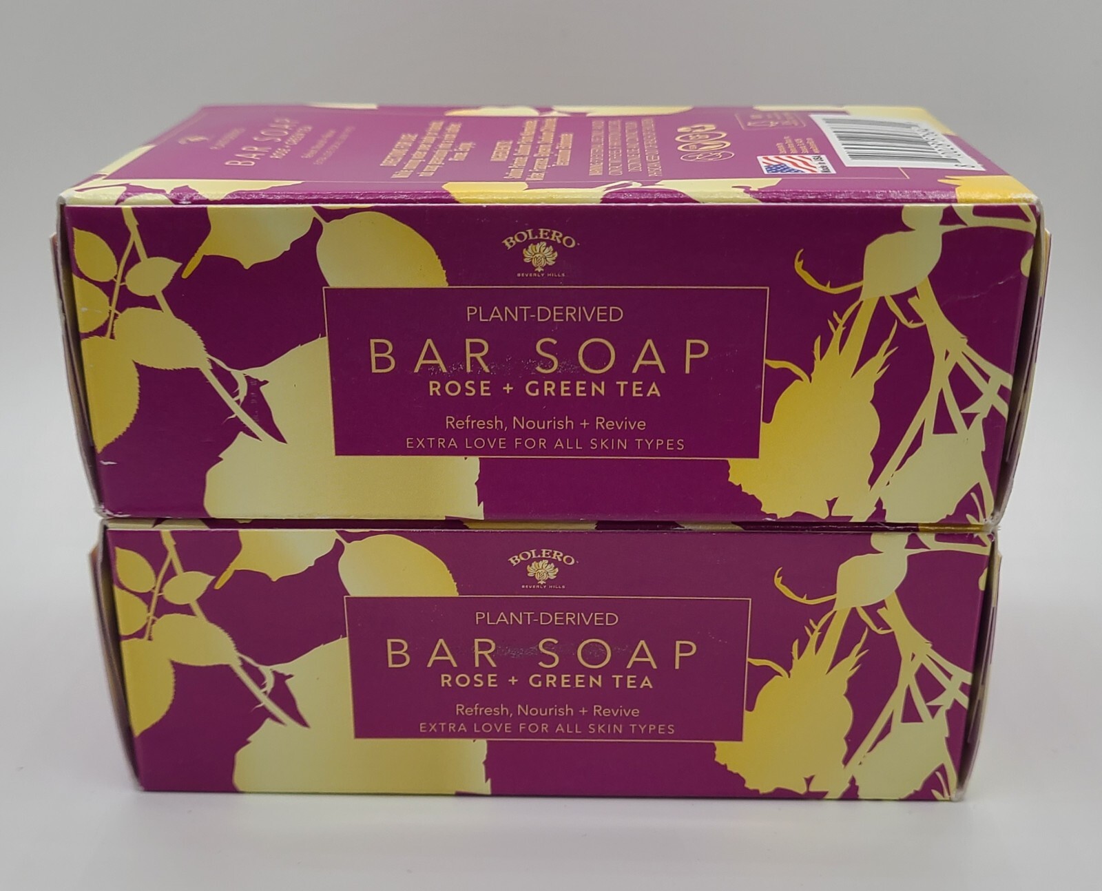 NEW 2pk Bolero Plant Derived ROSE + GREEN TEA Bar Soap Bath 6.25oz All Skin Type