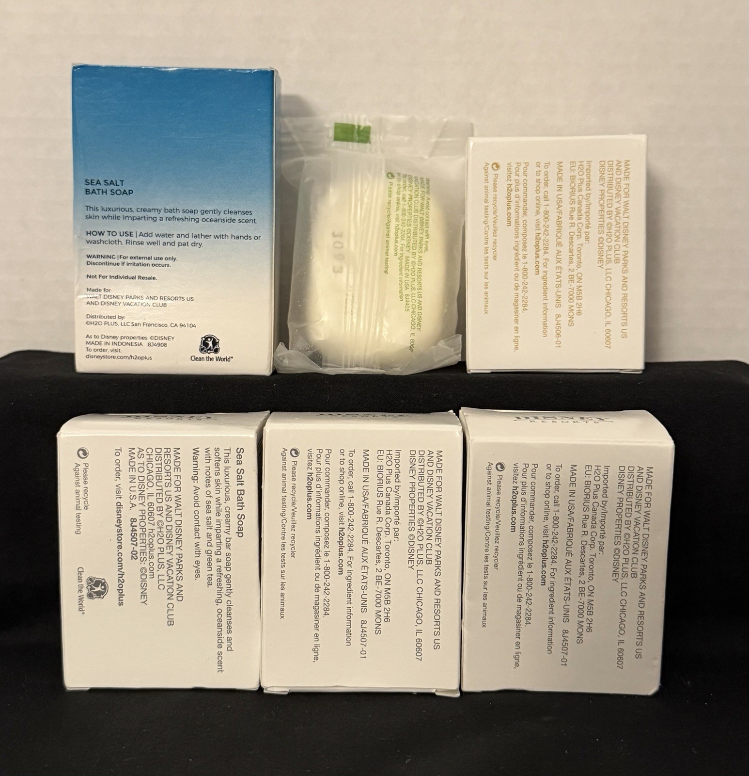 Disney Resorts H2O+ SEA SALT (1)Facial & (5)Bath Soaps Travel Size 1.5-2 oz NEW
