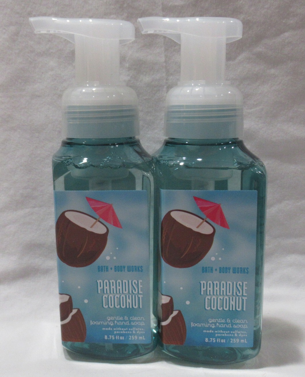 Bath & Body Works Gentle & Clean Foaming Hand Soap Set Lot of 2 PARADISE COCONUT