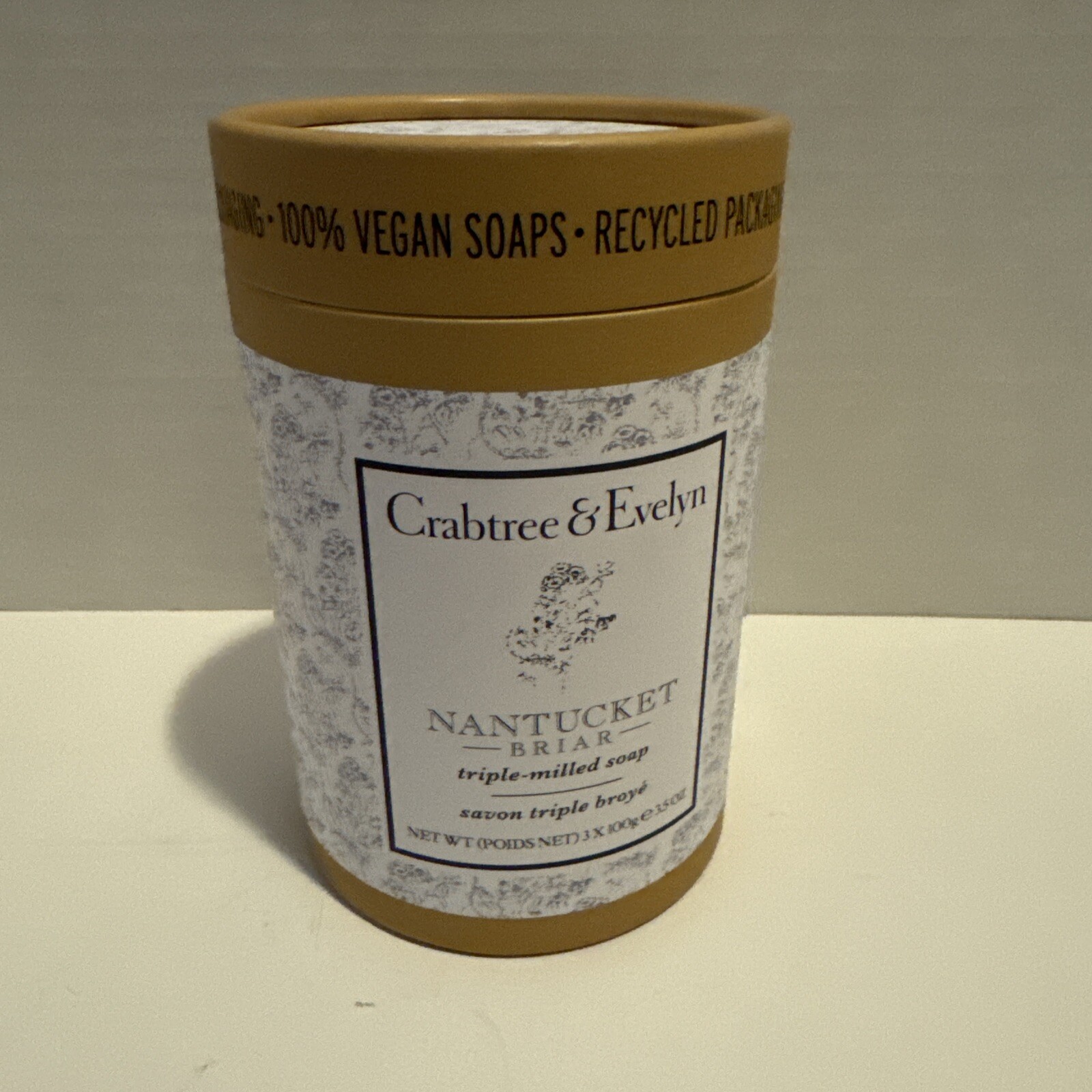 Crabtree & Evelyn Triple Milled Soap Nantucket Briar, Set of 3 X 100g Soaps NEW
