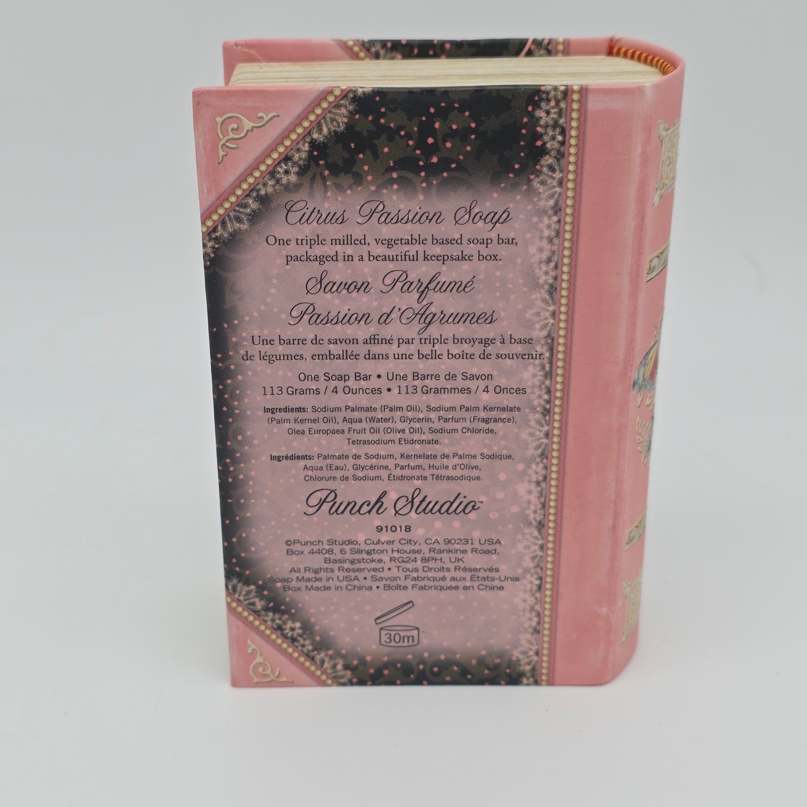 Punch Studio Citrus Passion Soap 4oz Pink Floral Keepsake Book Box New Sealed