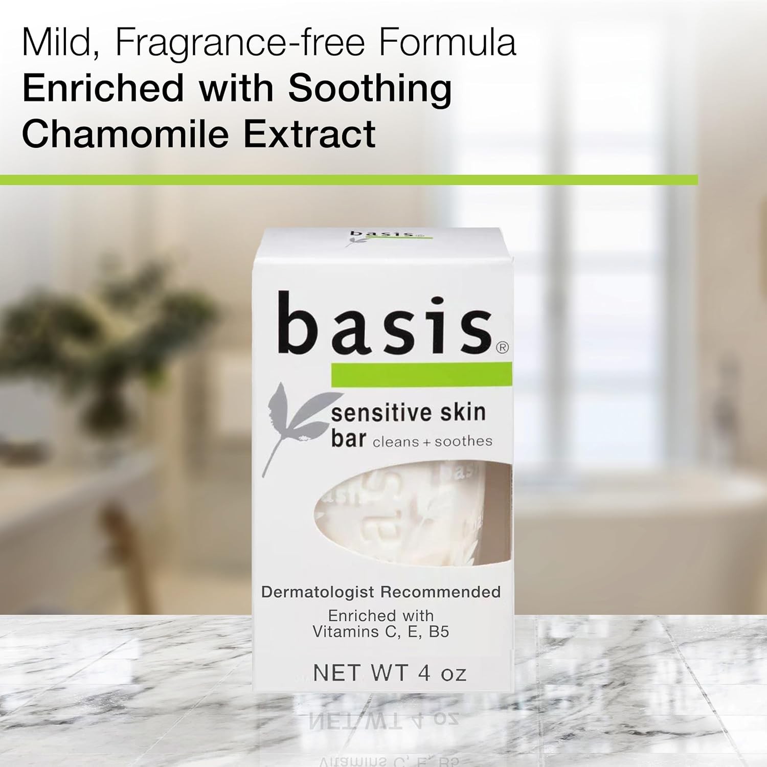 Basis Sensitive Skin Bar Soap for Body, Hands and Face, 4 Ounce (Pack of 6)