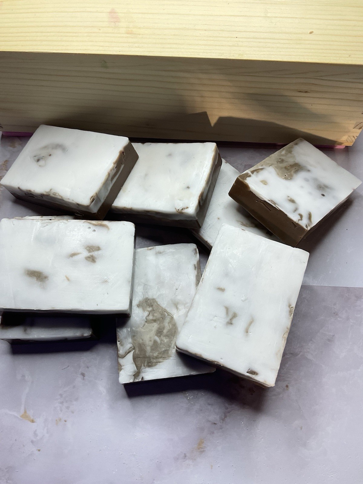 Marbled Brown and White Rectangular Body Bar Soaps for Body, Hands, Face