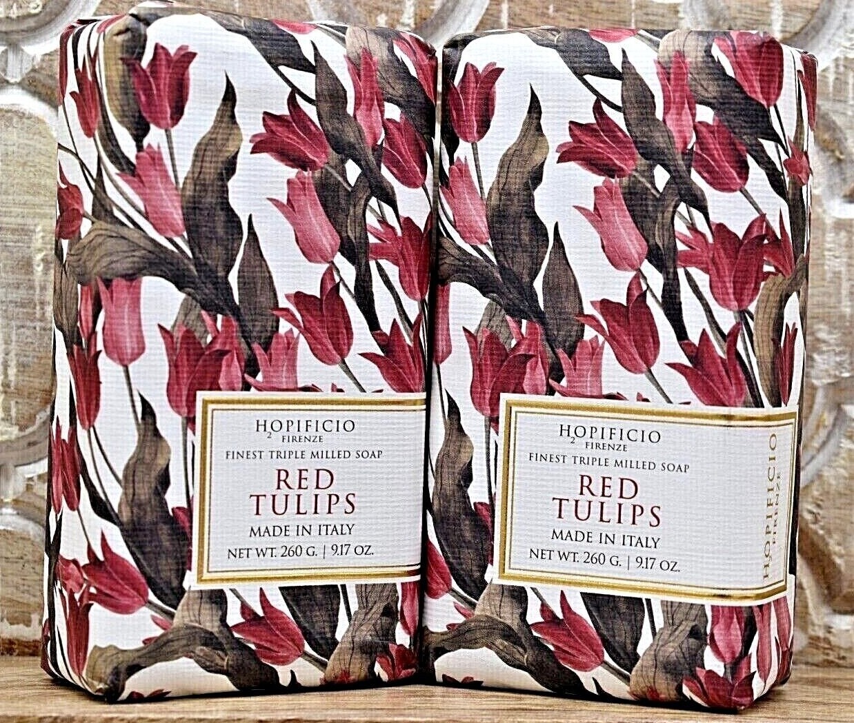 2 HOPIFICIO Firenze Red Tulips Soap Bars