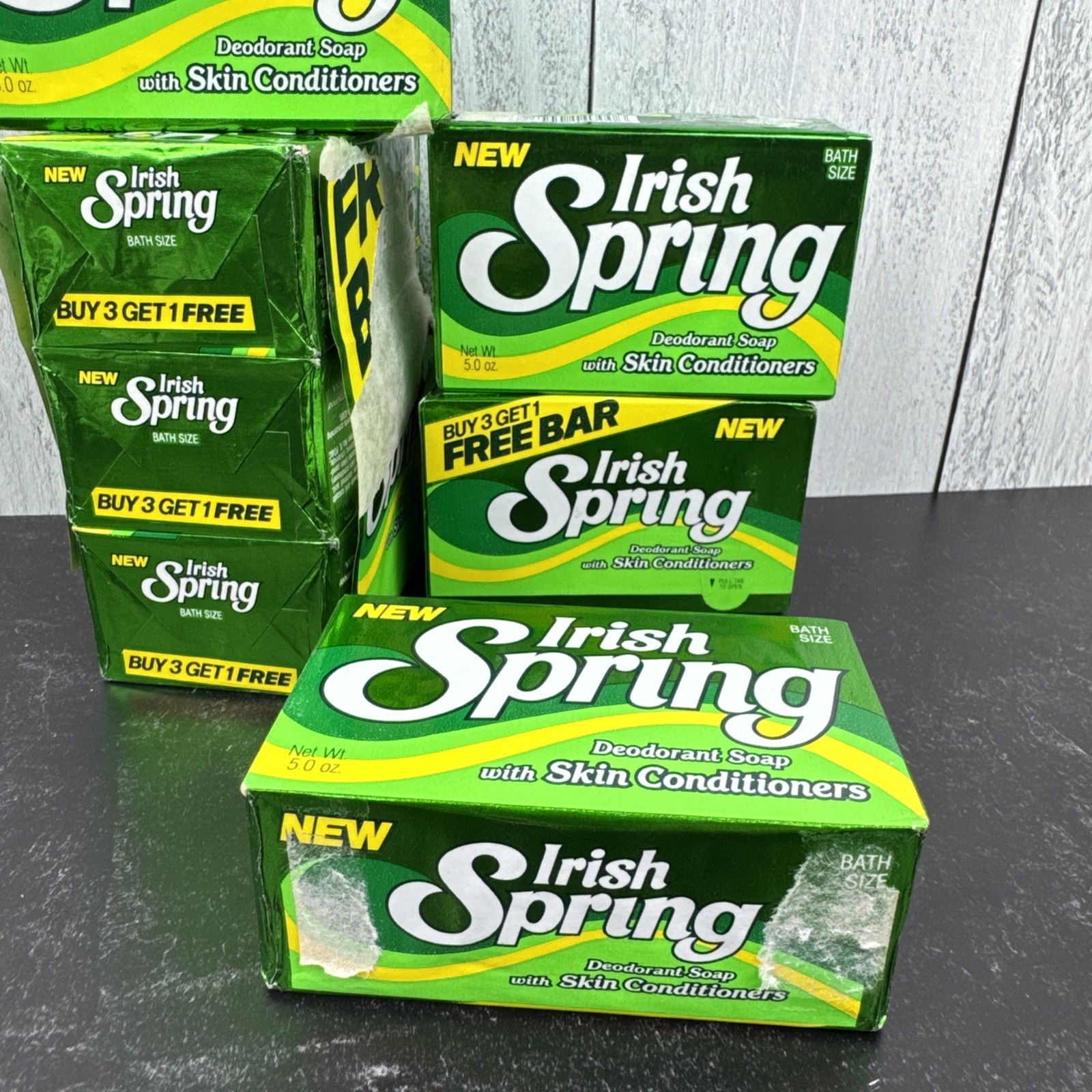 Vintage Irish Spring 7 Bars Original Deodorant Body Soap Skin Conditioners 5 OZ