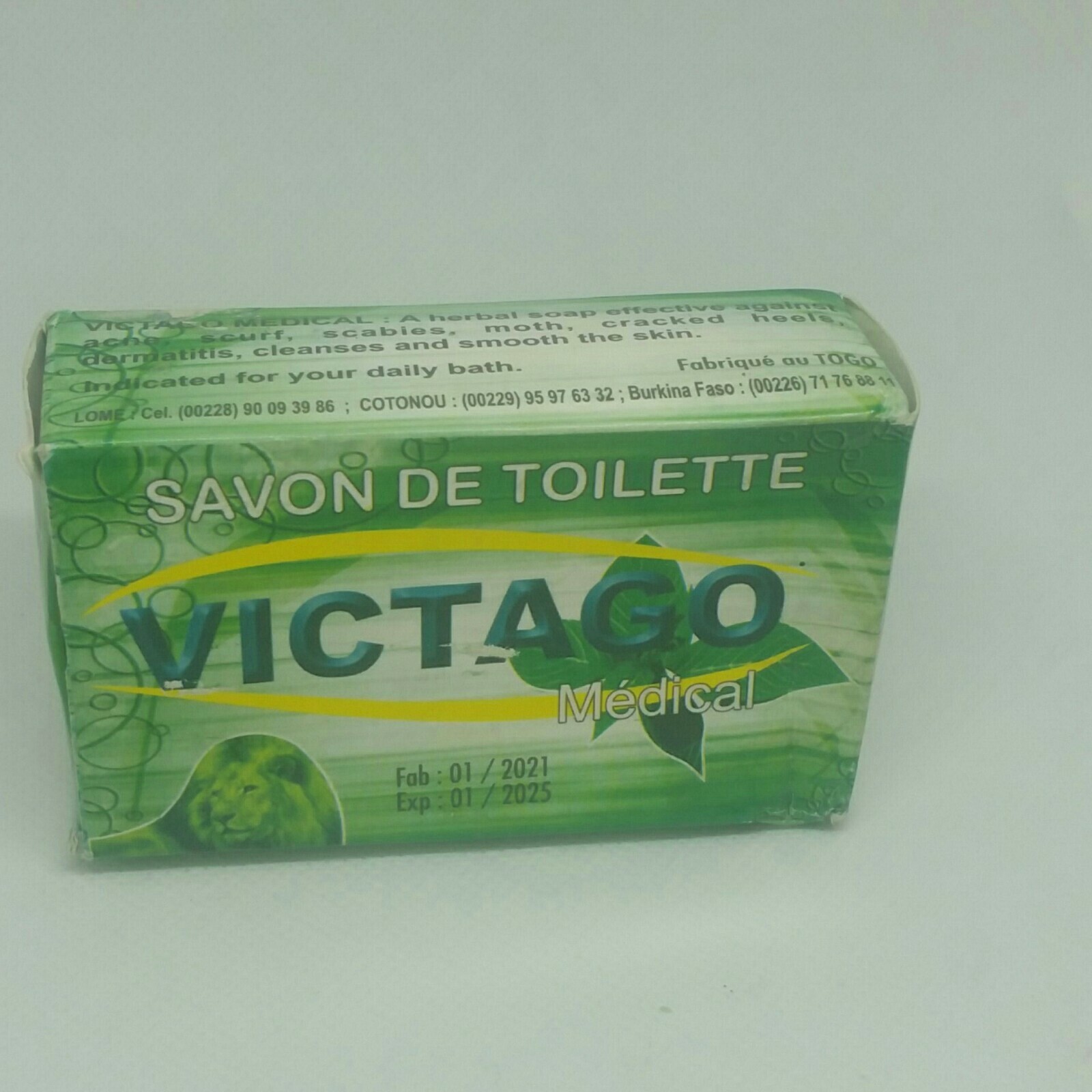 1×VICTAGO Herbal Black Soap Natural African Organic Raw Acne Cleanser 4oz