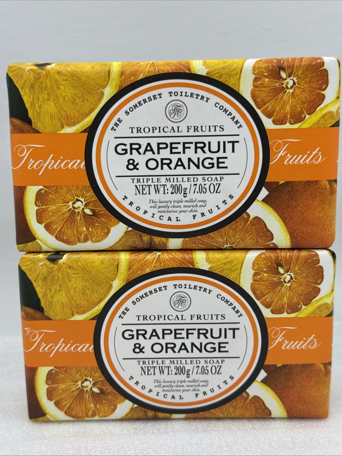 Lot 2 Somerset Toiletry Company GRAPEFRUIT & ORANGE Bar Soaps 7oz Tropical Fruit