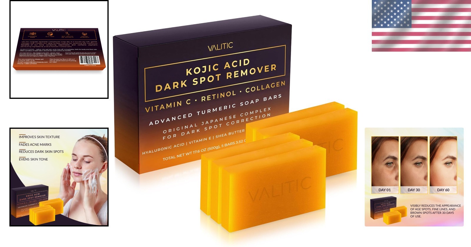 Revitalizing Kojic Acid Soap with Turmeric & Shea Butter – 5 Bars for All Skin