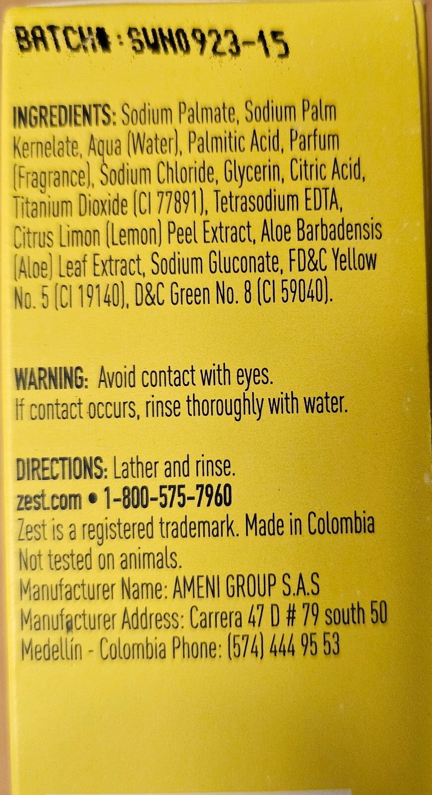 Zest Lemon Peel Extract & Aloe Hydrating Moisturizing Large Bar 7.05oz Lot Of 4