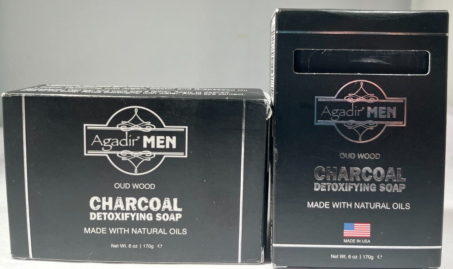 (2 PACK) Agadir Men Oud Wood Charcoal Detoxifying Soap Bar, 6 oz.