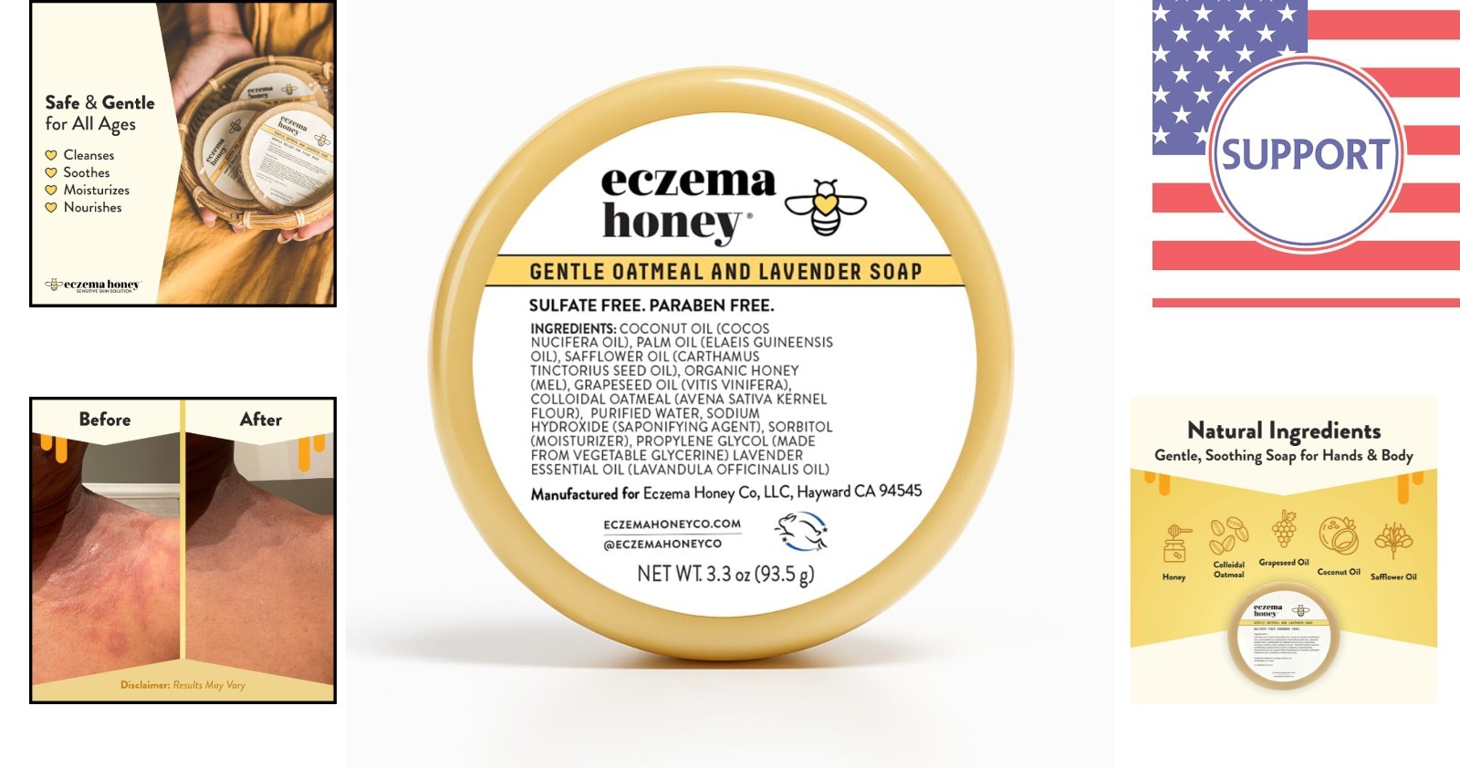 Gentle Oatmeal & Lavender Soap – Natural Eczema Relief for Sensitive Skin 3.3 Oz