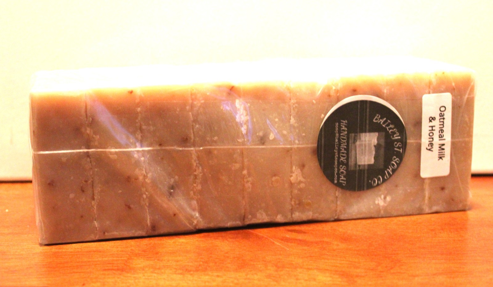 Oatmeal Mlk and Honey Cold Processed handmade soap loaf, 9 precut bars