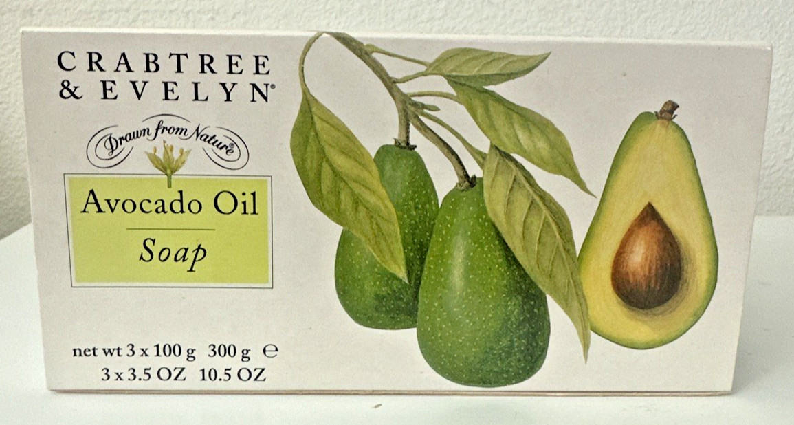 Crabtree & Evelyn AVOCADO OIL Soap Bars Set Of 3 VINTAGE 1995 Great Britain New
