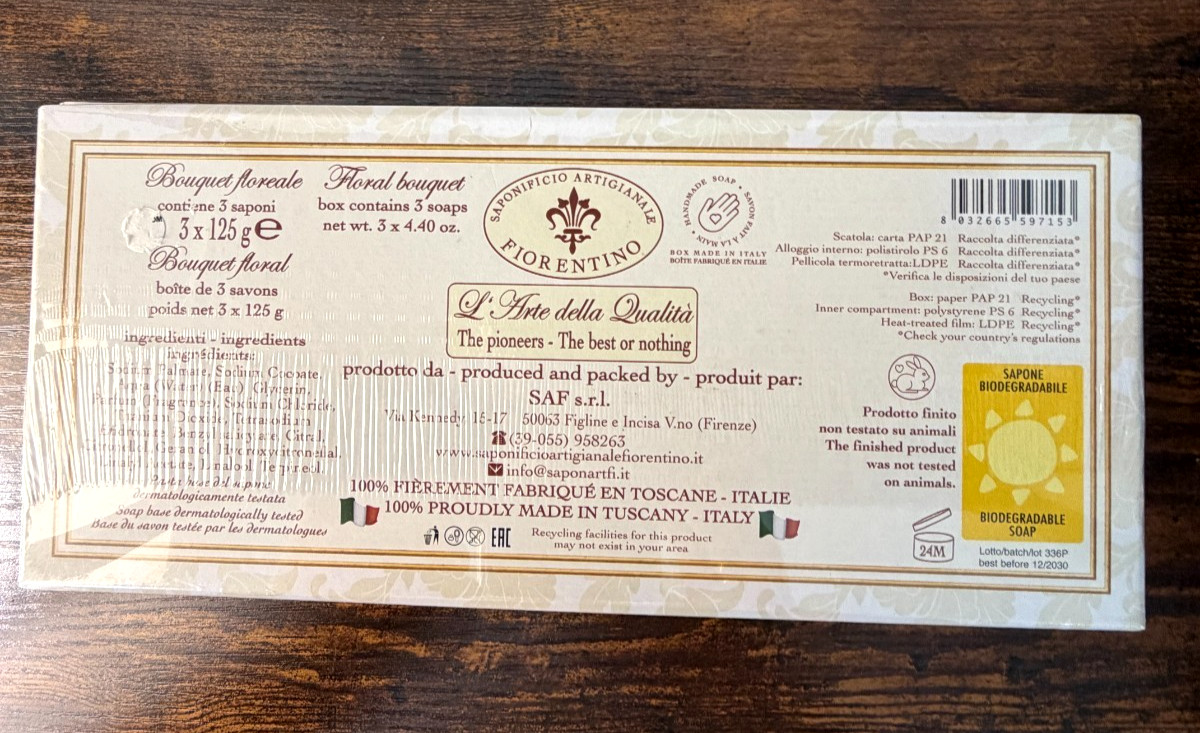 Saponificio Artigianale Fiorentino Signora dei Fiori Soap Set 3×4.40 Bars Floral
