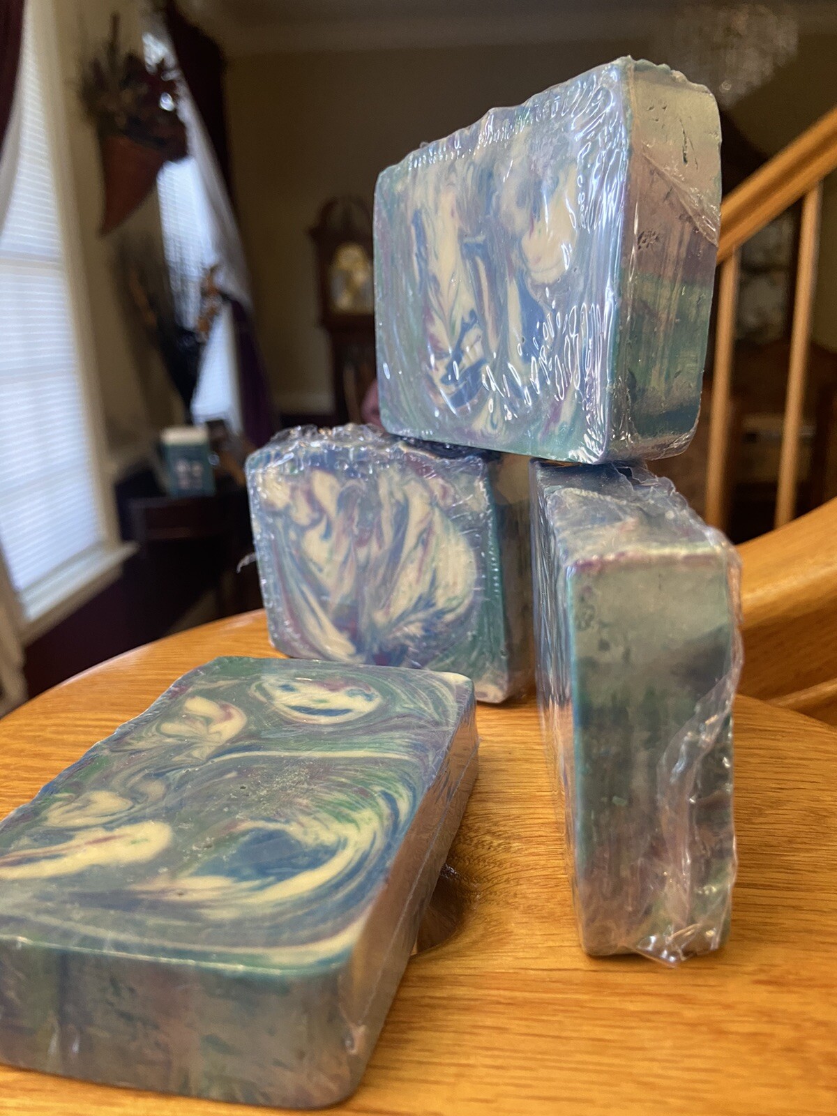 Handcrafted Swirl Soap Bar Purple, Green, Blue, White