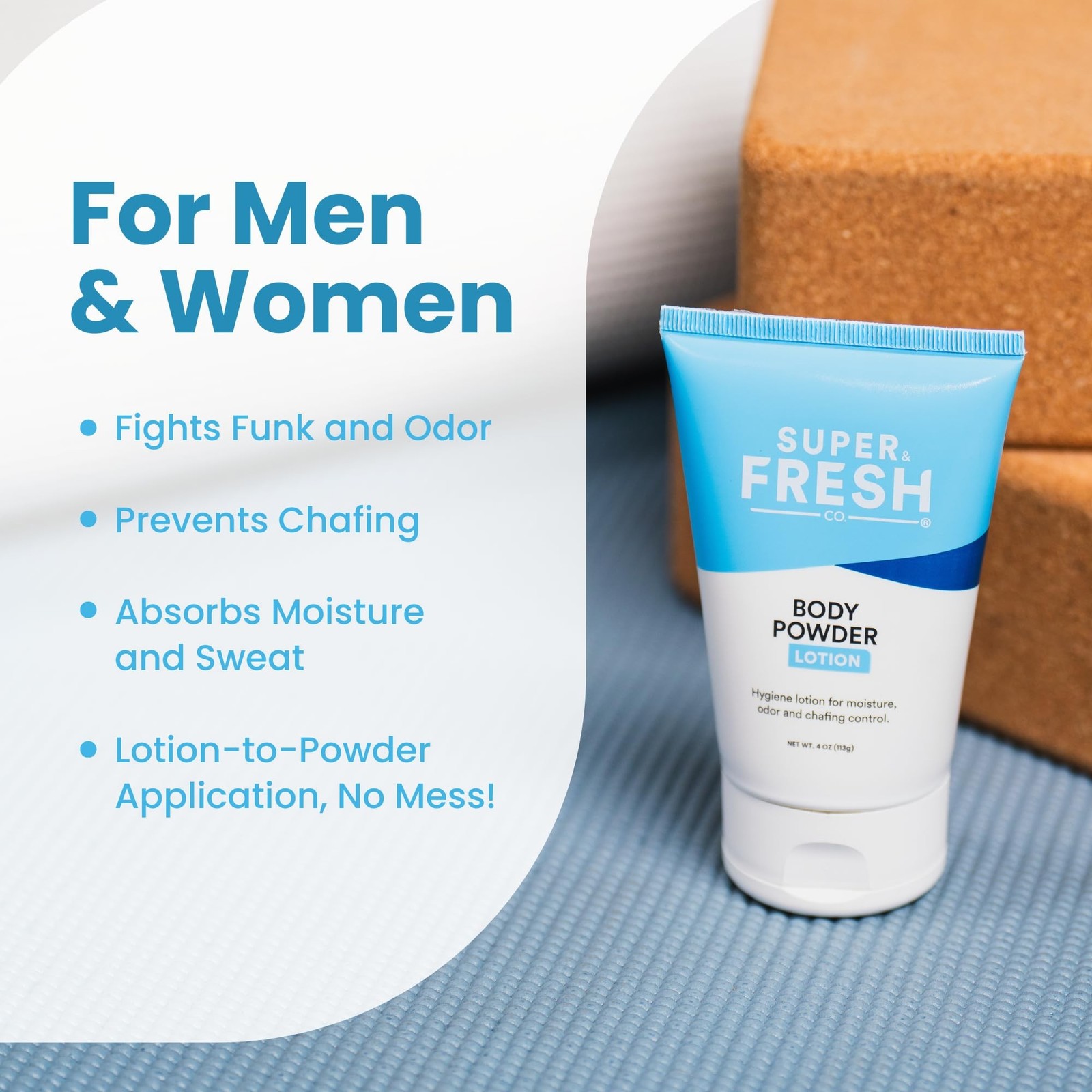 SweatBlock Super Fresh Body Powder Lotion Talc Free, Anti-Chafing, Deodorizin…