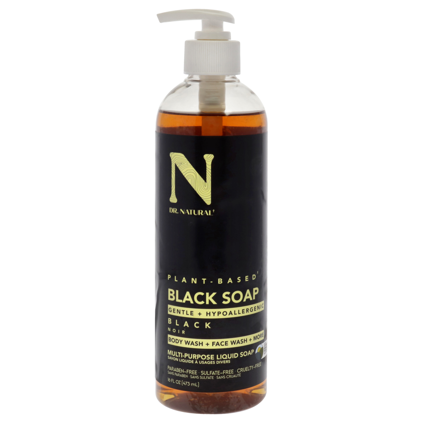 Multi-Purpose Liquid Black Soap by Dr. Natural for Unisex – 16 oz Soap