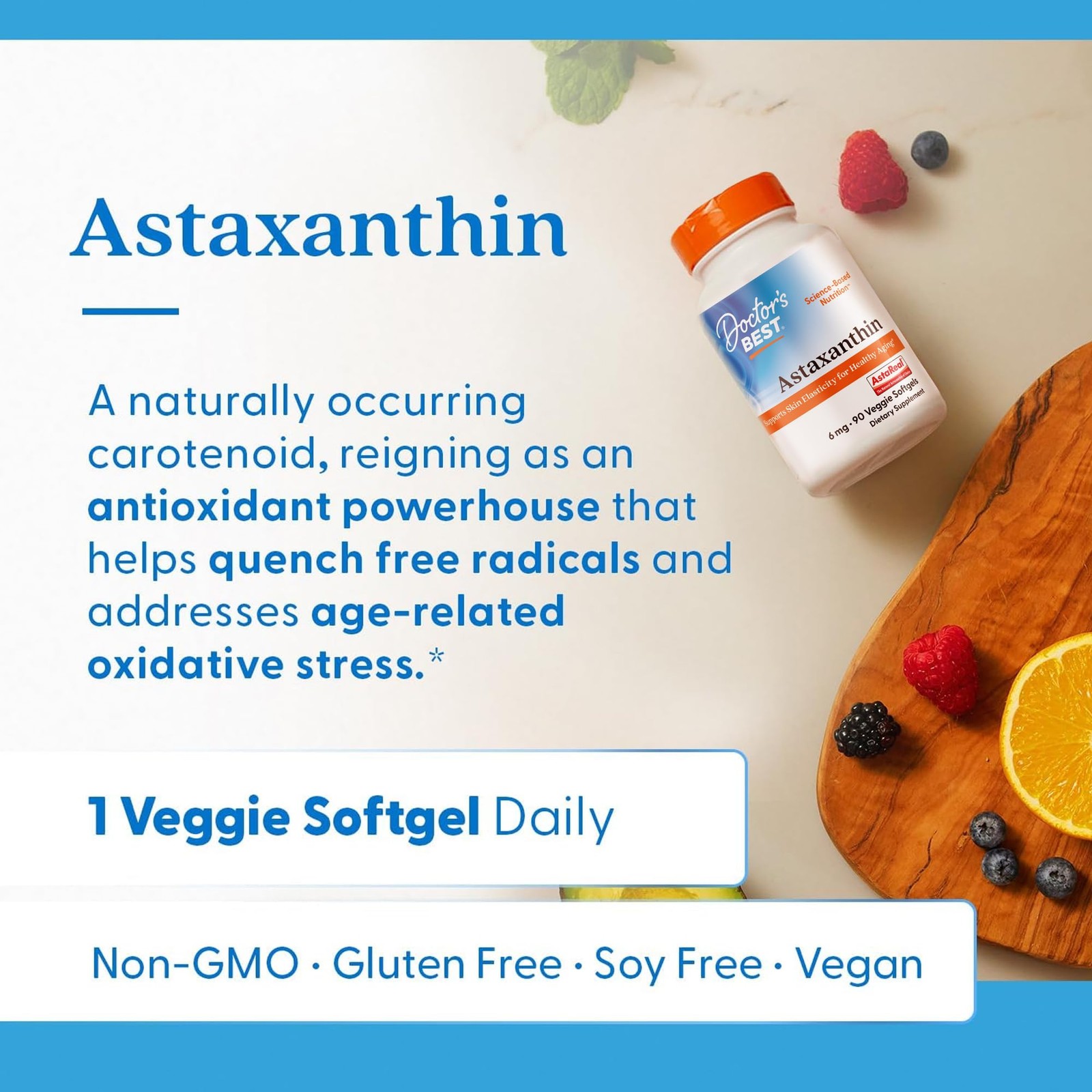 Astaxanthin Vegan Supplement 6 90 Count (Pack of 1), No Color