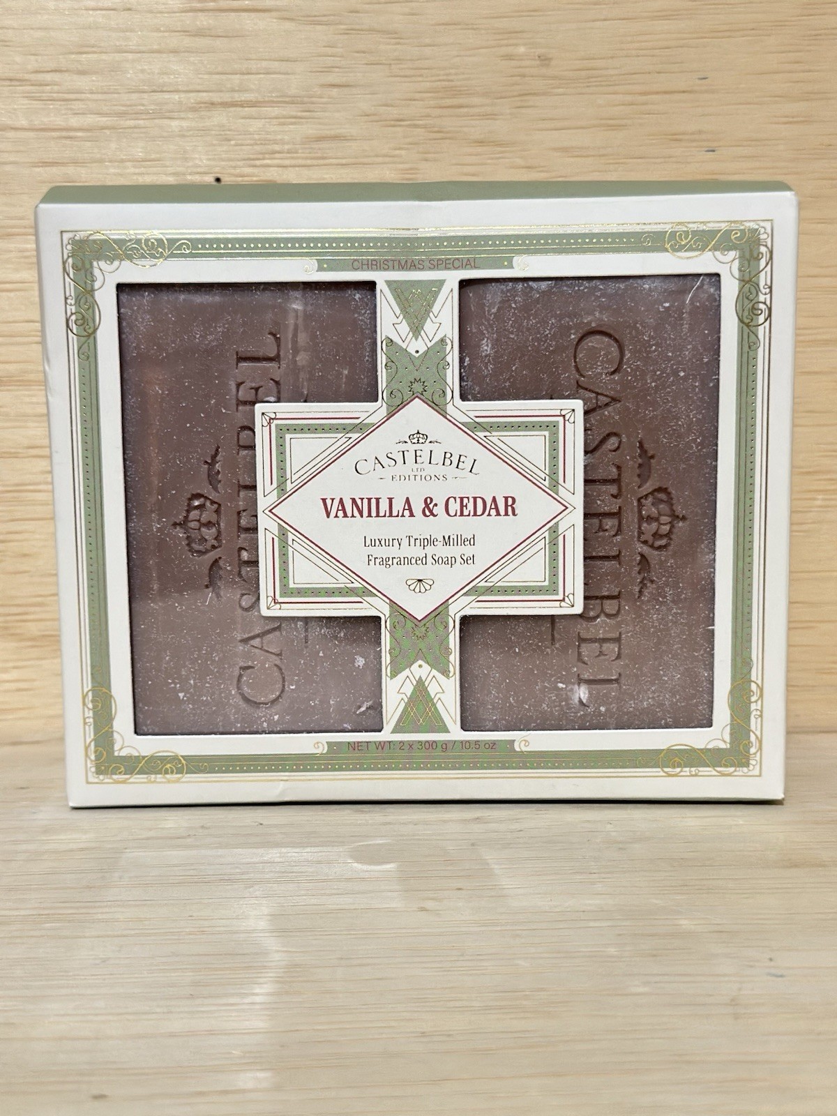 2x Castelbel Vanilla & Cedar Luxury Triple Milled Fragrance Soap Set- 10.5 Oz Ea