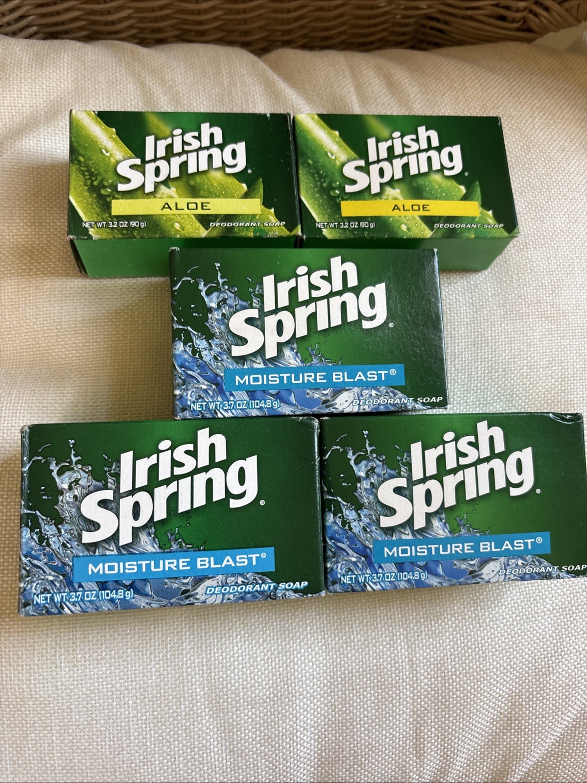 Irish Spring Soaps Lot Of 5. 3 Moisture Blast 3.7oz- 2Aloe 3.2oz New