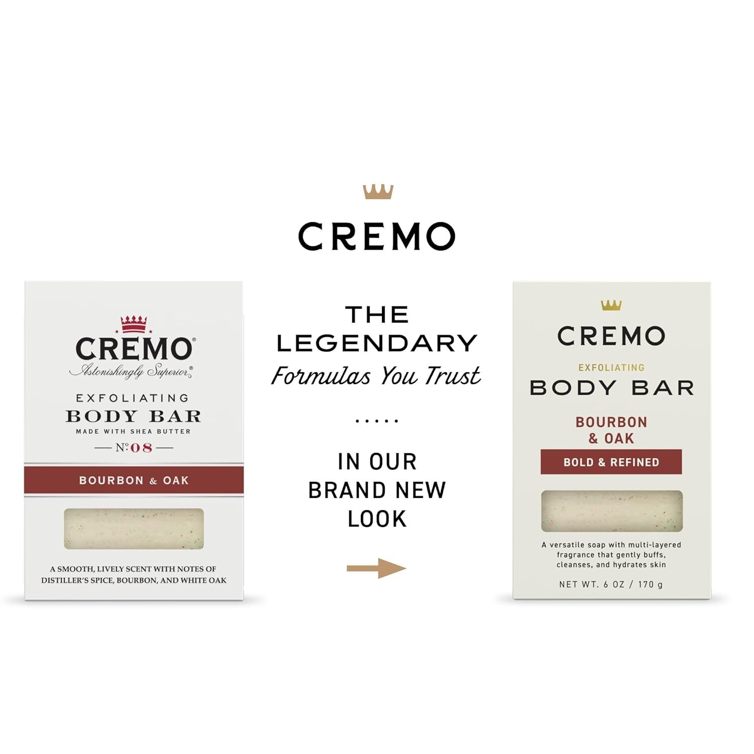 Cremo Exfoliating Body Bars Bourbon & Oak – 6 oz (170g)