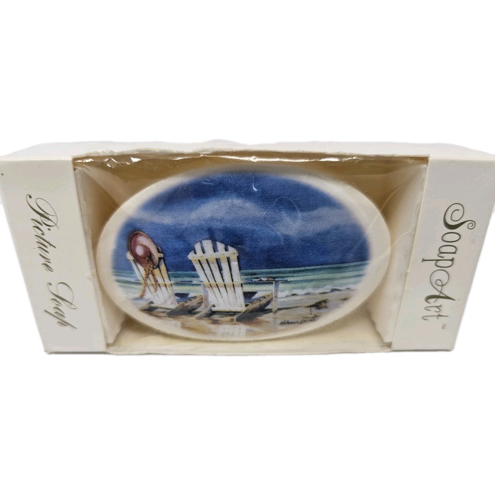 Soap Art Oval Soap Beach Scene Vintage Coastal Decor