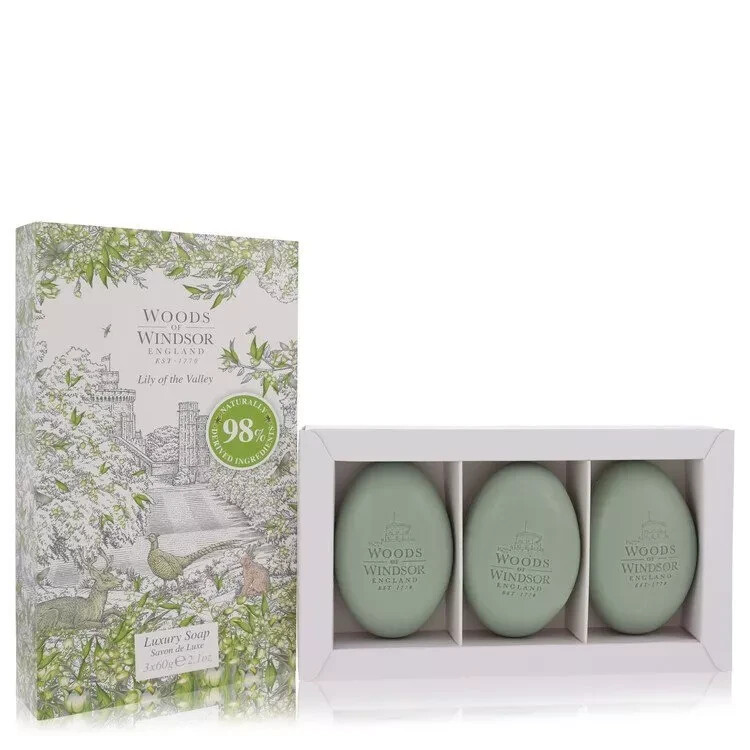 PACK OF 2-Woods of Windsor Lily Of The Valley Luxury Soap-3×2.1oz-FREE SHIPPING