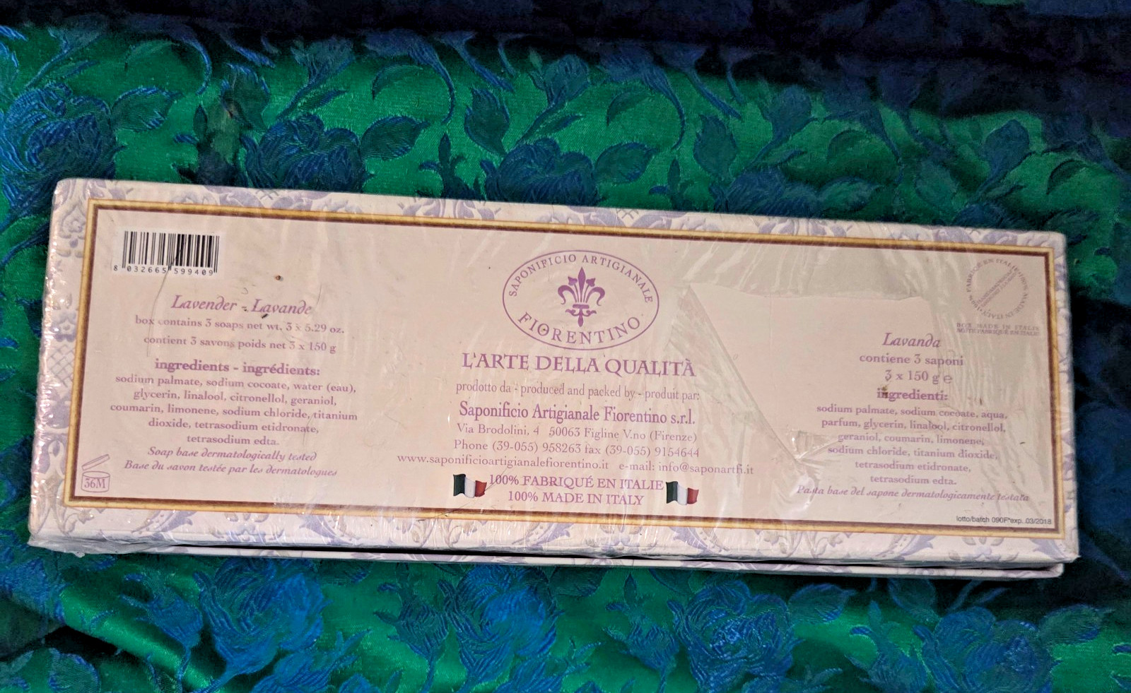 Lavanda Toscana Set of 3 Bars x 5.29 oz Sealed Box Fiorentino