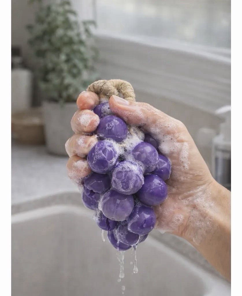 Lavender Goat Milk Grape Soap on Rope Handcrafted Purple Fruit Bar Regular