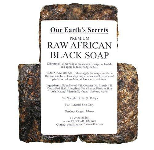 Our Earth’s Secrets Premium Natural Raw African Black Soap, 3 Pound