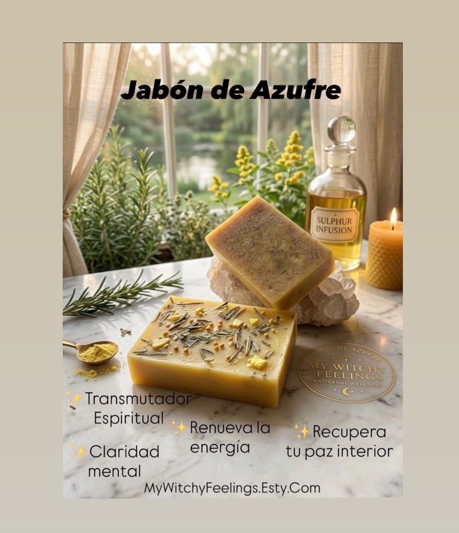My Witchy Feelings Jabon de Azufre Sulfur Handmade Rectangular Body Bar Soap