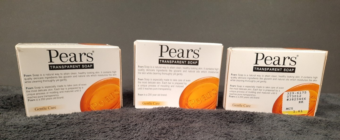 Pears Pure & Gentle Plant Oils Transparent Bar Soap Amber 3.5 oz Lot Of 3