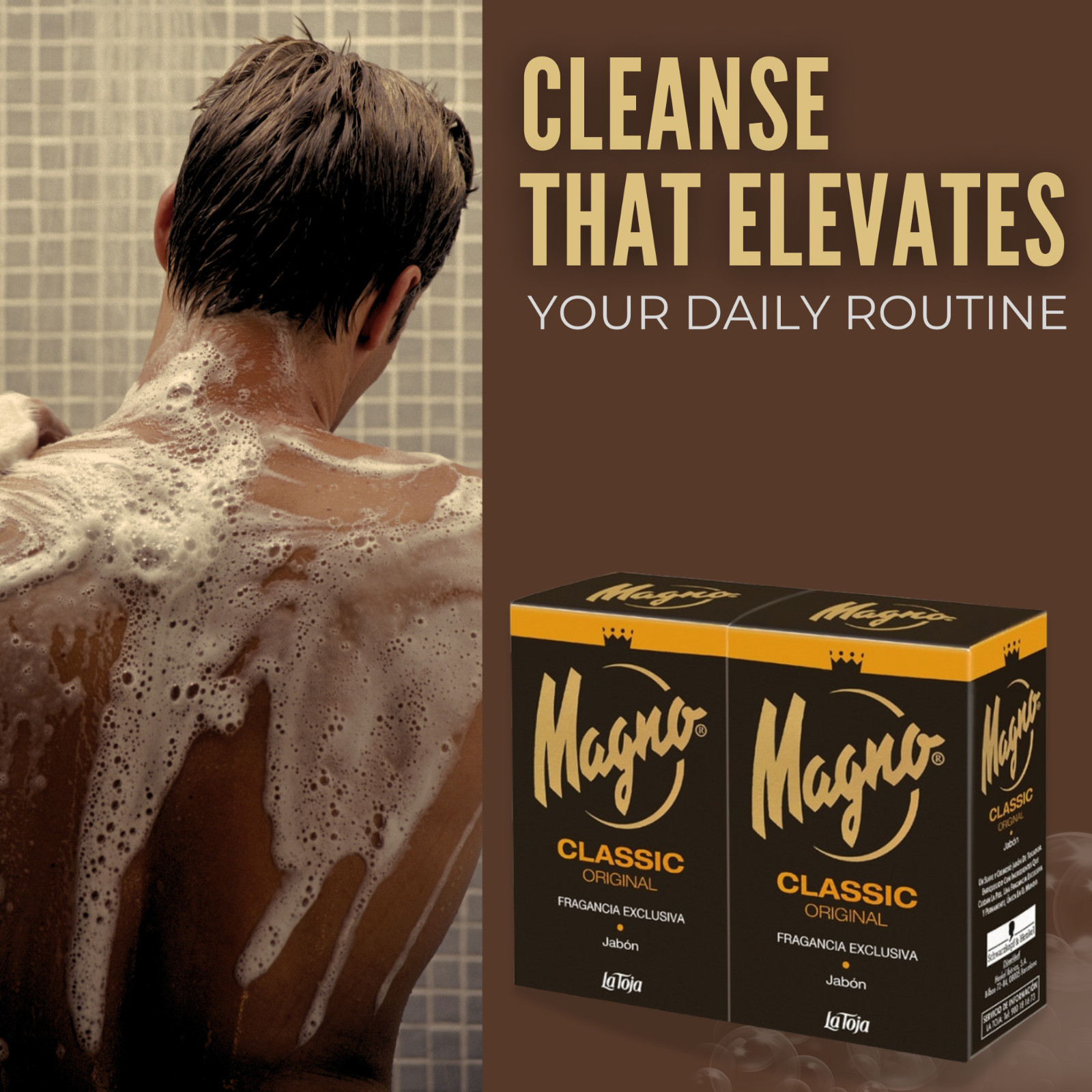 Magno Classic Twin Pack Bar Soap 100g, Masculine Scent 3-Pack (6 Bars)