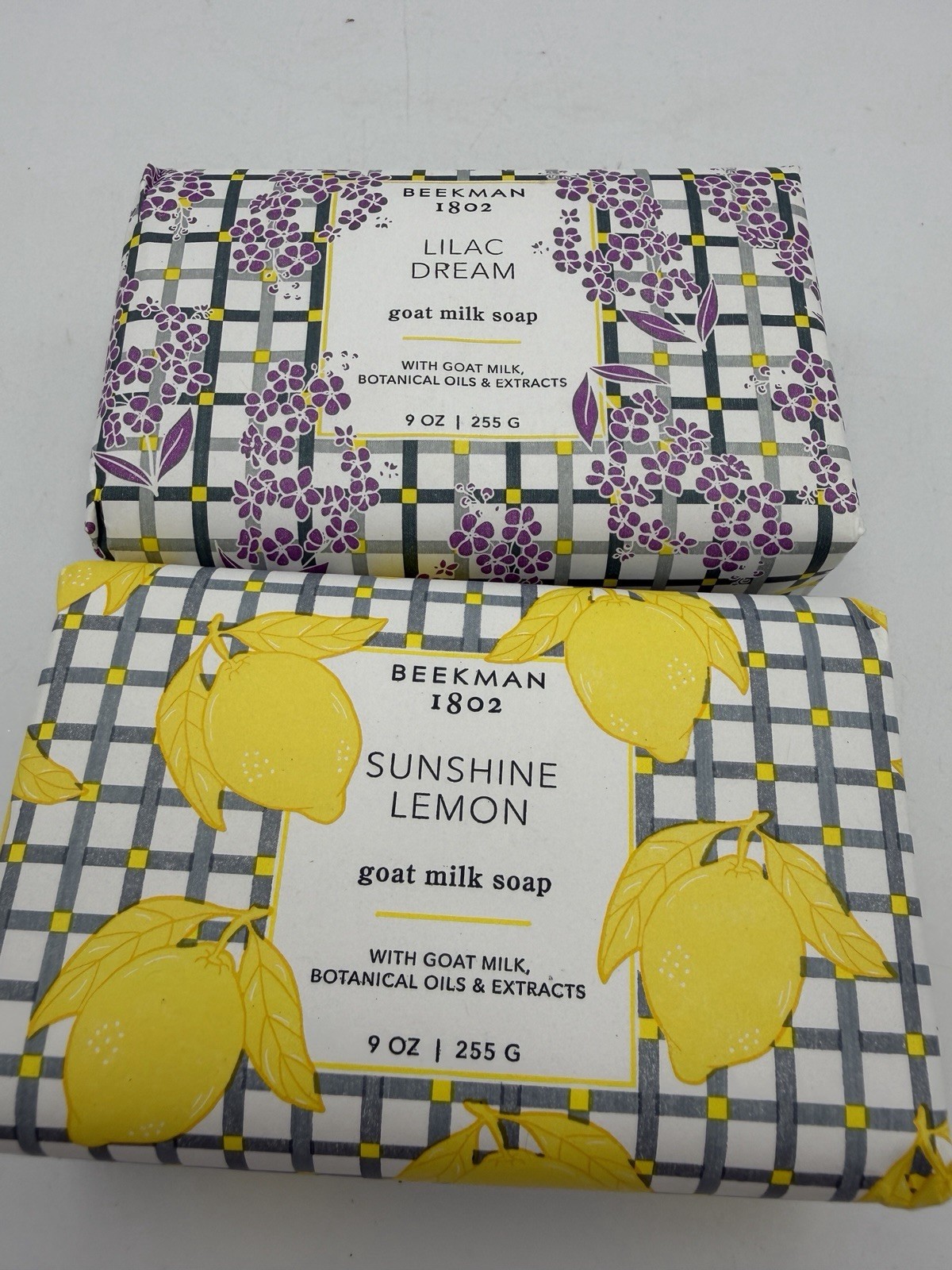 2 Beekman 1802 Goat Milk Soap Bar Sunshine Lemon & Lilac Dream 9 oz Full Size