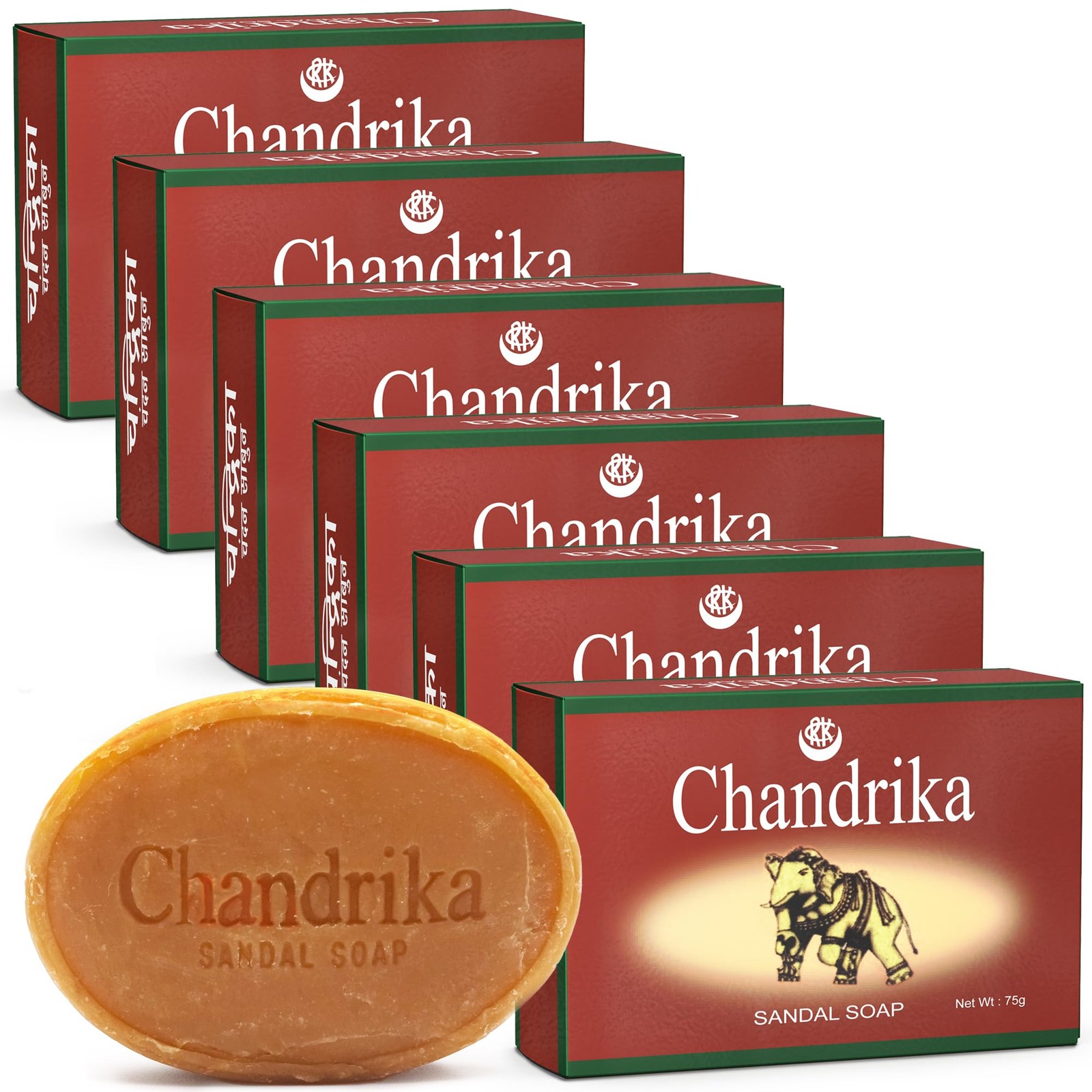 Chandrika Sandal Soap | Organic Bar with Vegetable Oil 2.64 Ounce (Pack of 6)