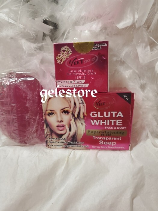 2pcs. Veetgold facial whitening and spot removing cream spf18 & transparent soap