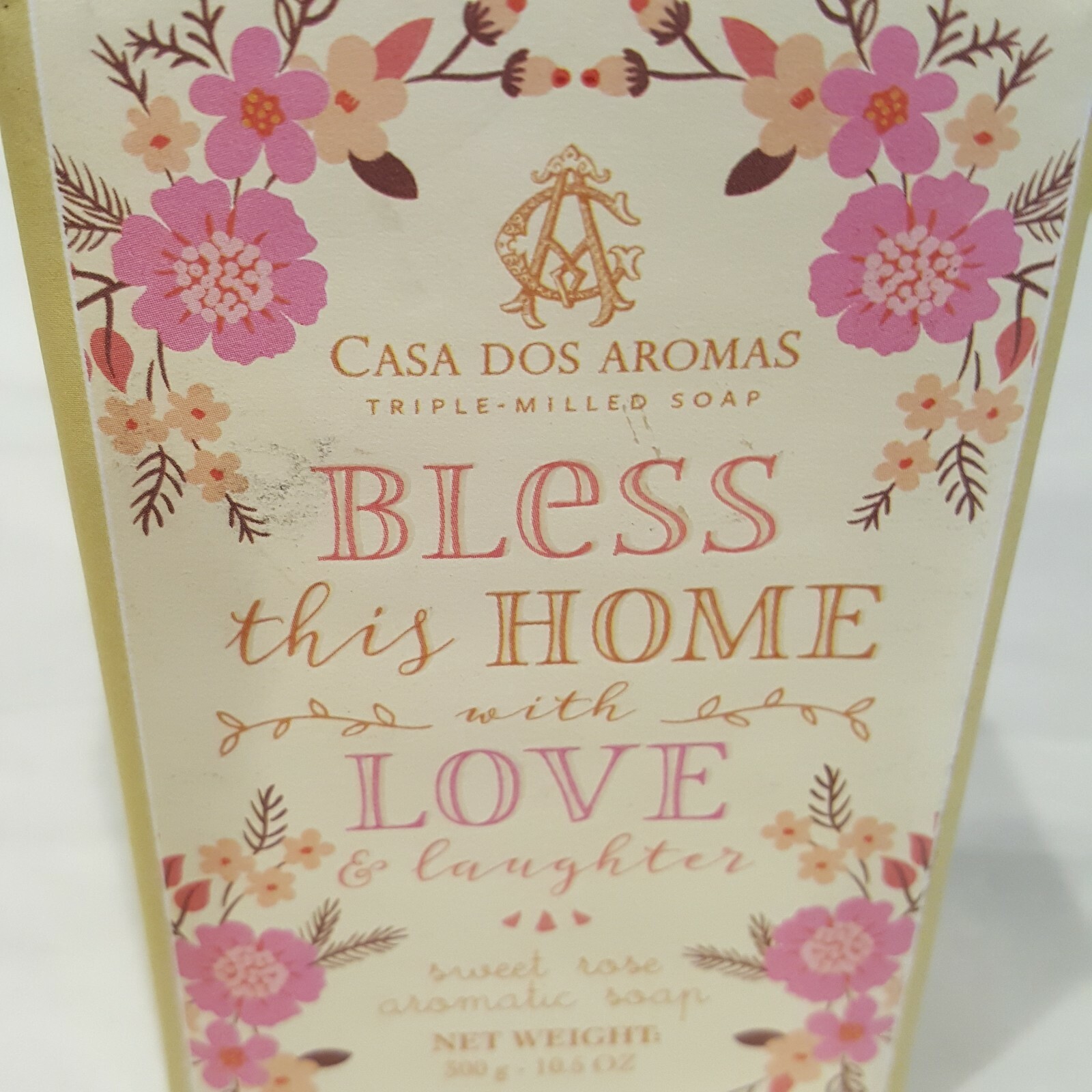 Casa Dos Aromas Sweet Rose Bar Soap 10.5 Oz Portugal Large Bar Aromatic Soap