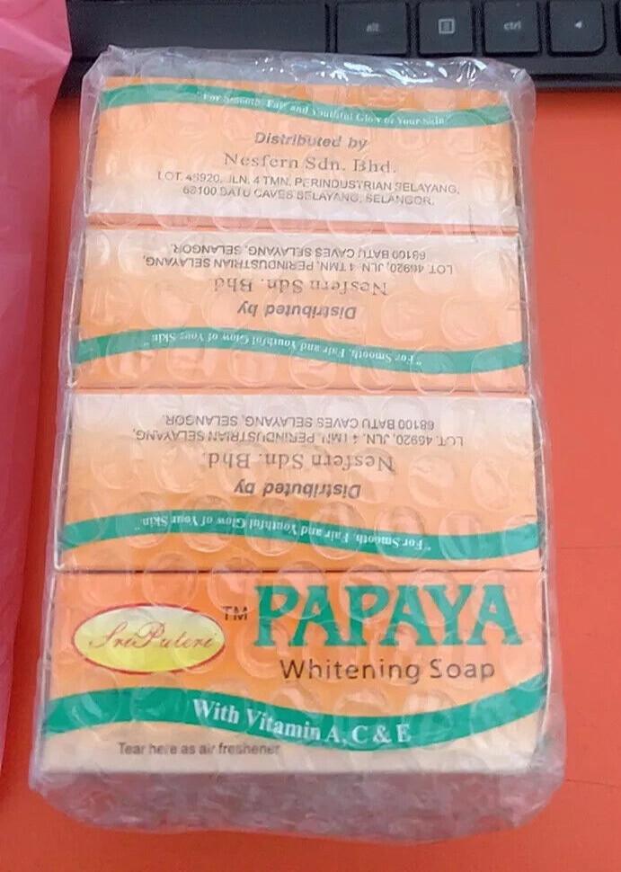 4 Bar ( 1 set) PAPAYA WHITENING SOAP skincare Sri Puteri 120g TRAVEL SIZE