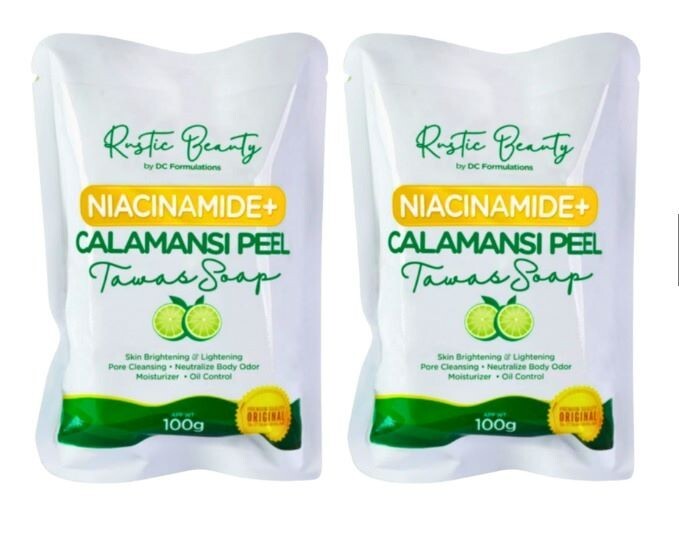 2 bars NIACINAMIDE CALAMANSI PEEL TAWAS SOAP 100 g/ each