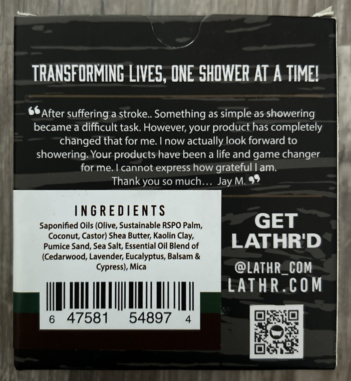 Lathr IRONWOOD GRIT Bar Soap 5oz Scrub Grit Deep Woods + A Touch Of Wild