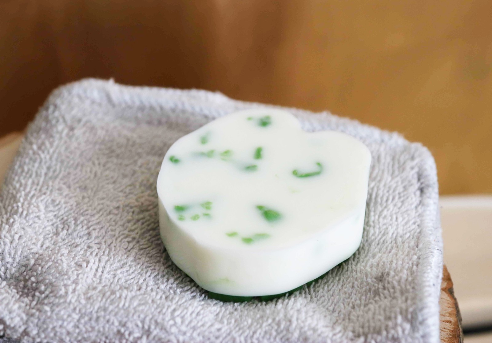 Monstera Shaped Green and White Body Bar Soap for Body and Hands