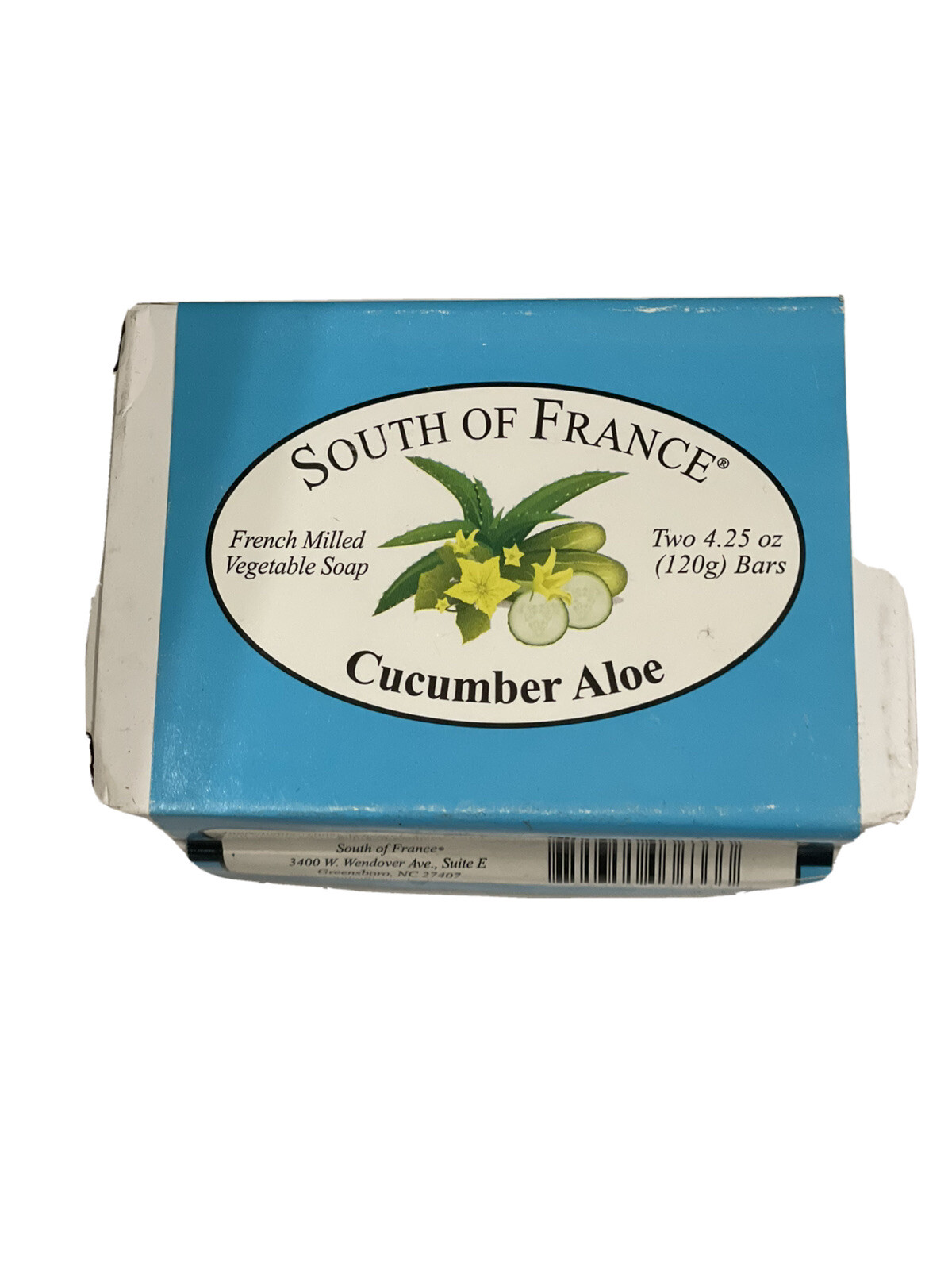 2 Pc. South Of France Cucumber Aloe French Milled Vegetable Soap 4.25 oz. ea.