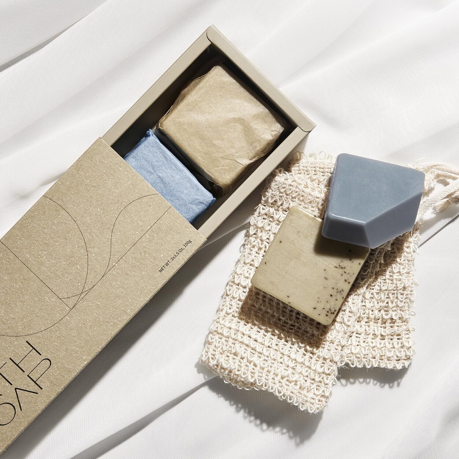 Men’s Natural Bar Soap, Pine, Coffee & Ocean Scent Soaps with 2 Loofah Bags