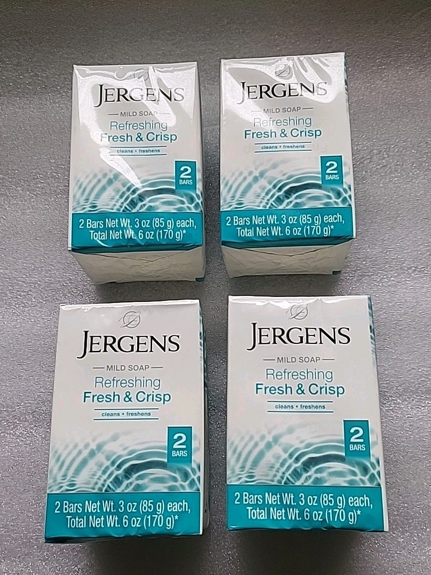 4x Lot Jergens Fresh & Crisp Mild Soap 10 Bars Total New Sealed