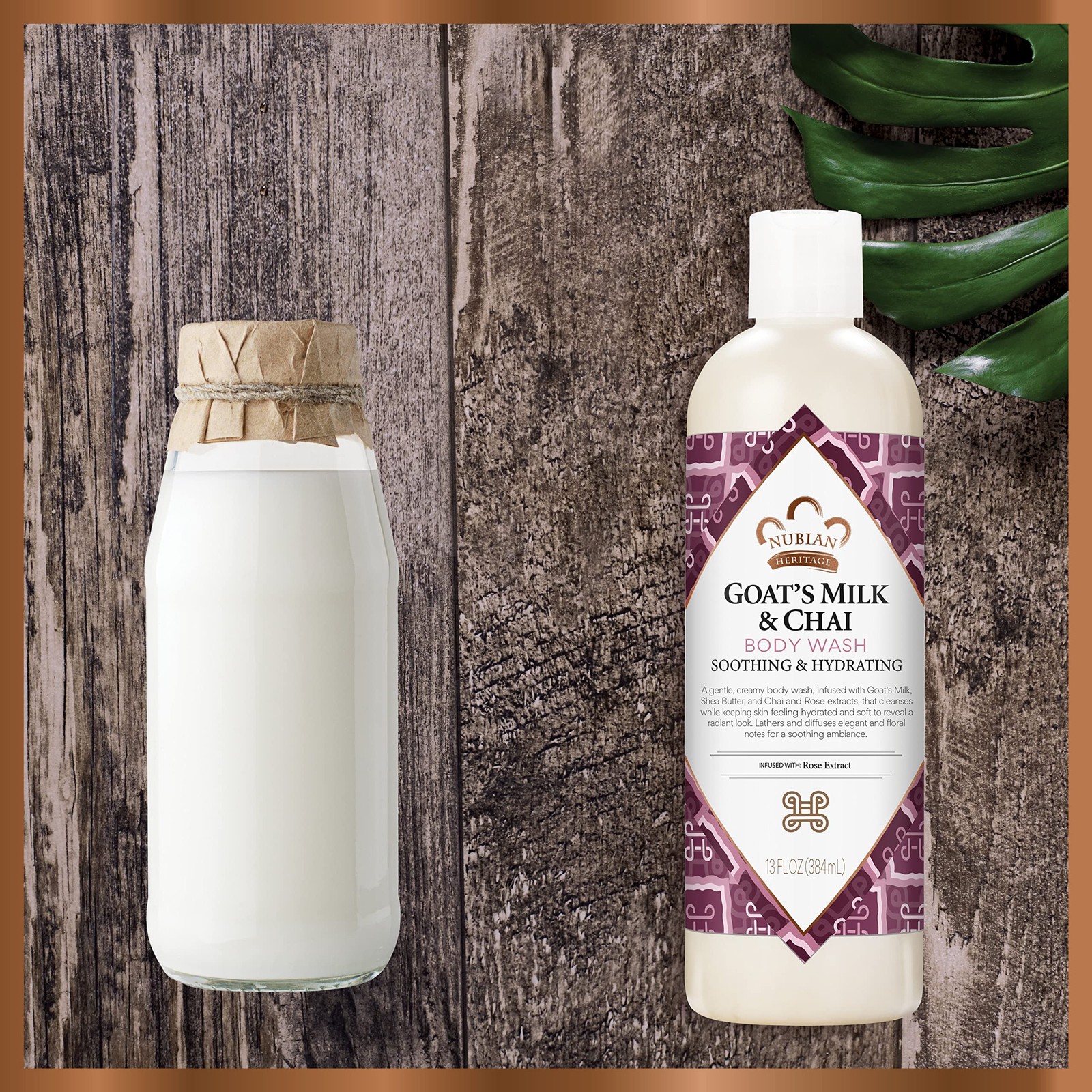 Nubian Heritage Body Wash Goats Milk and Chai 13 fluid ounces, Light Green