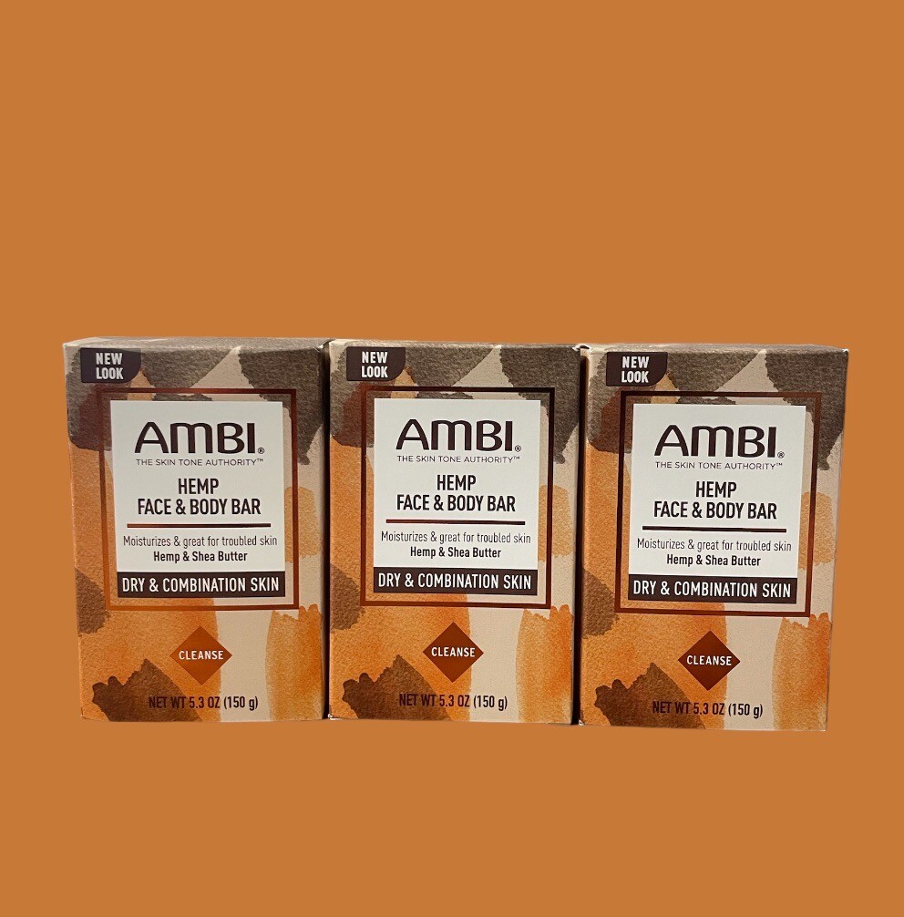 AMBI HEMP & SHEA BUTTER FACE & BODY BAR DRY & COMBINATION SKIN{ 3 } 150 ML Each