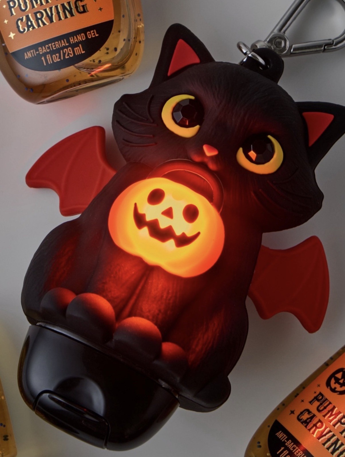 NEW Bath & and Body Works Light-Up Spooky Kitty CAT w/ Pumpkin Pocket Gel Holder